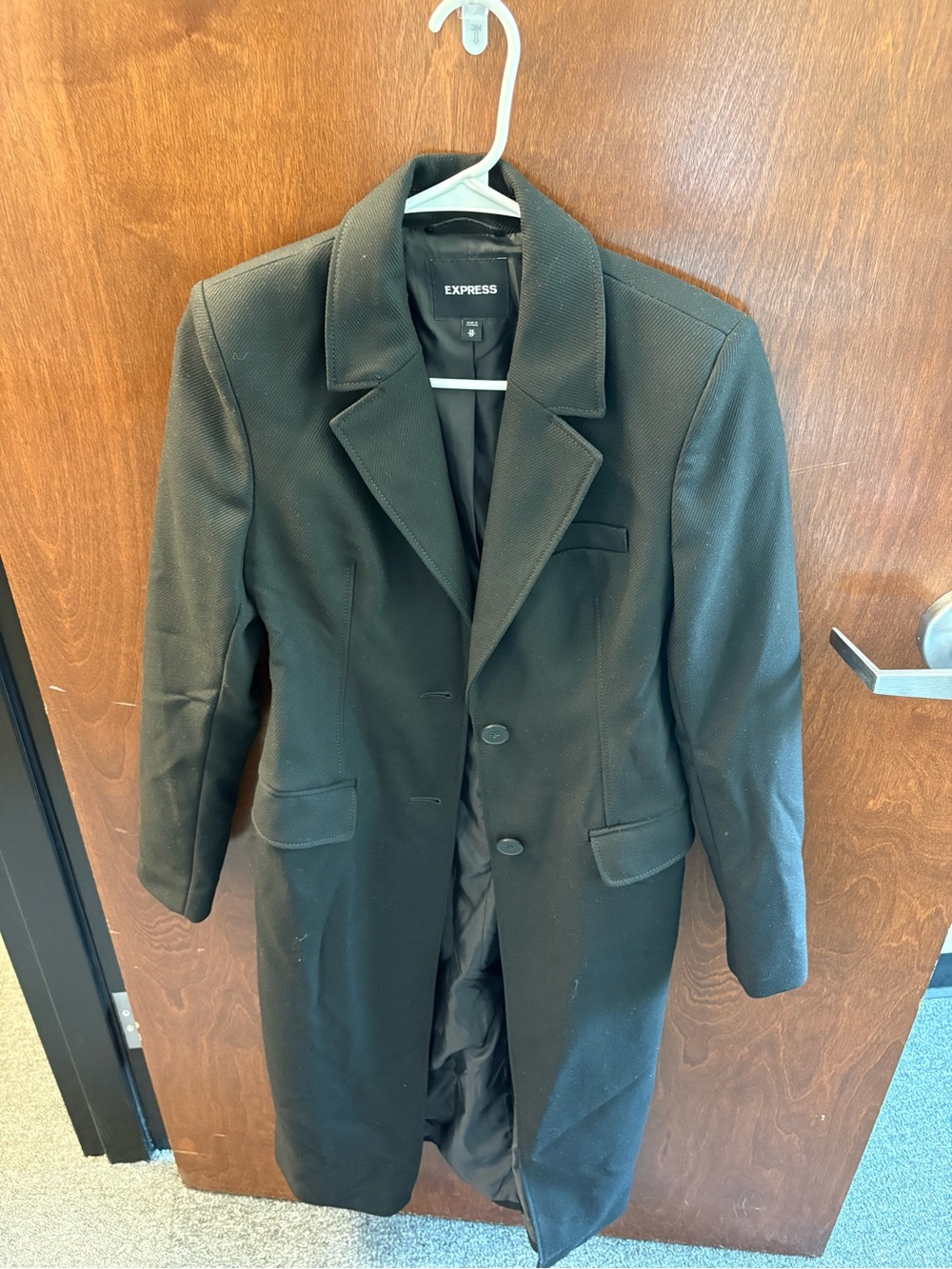 Express Men's Black Long Pea Coat